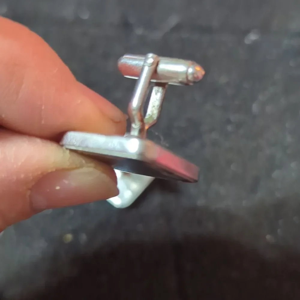 Vtg Silver‎ ANSON Diamond Cut etched Design Unique Cufflinks 10g